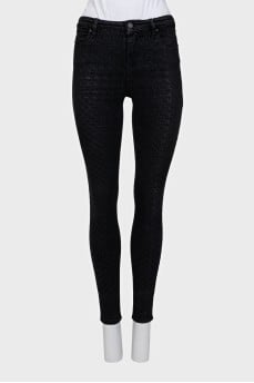 Черные джинсы skinny fit с замшевыми вставками