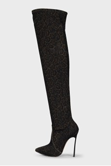 Animal print stiletto boots