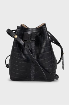 Embossed leather bucket bag