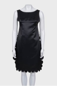 Black dress with scalloped trim
