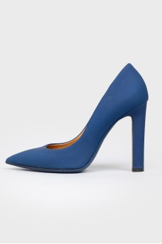 Blue matte leather heels 