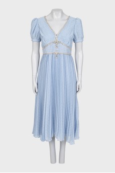 Blue dress decorated with rhinestones