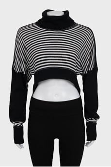 Cropped sweater with striped print