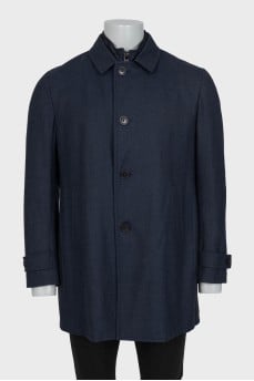 Men's blue cropped wool coat