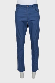 Men's blue mid-rise trousers