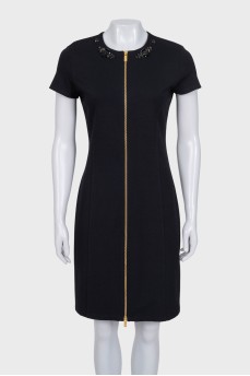 Black dress with a golden zipper