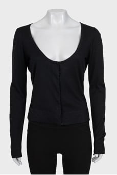 Black cashmere and silk cardigan
