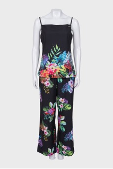 Black suit with floral print