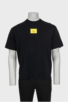 Men's black T-shirt with embroidered logo