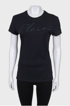 Fitted T-shirt with embroidered print