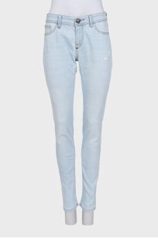 Light blue mid-rise jeans