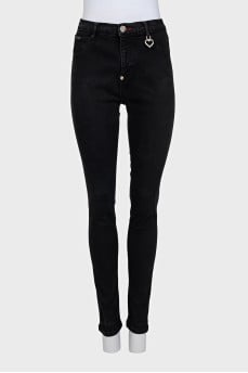 Black skinny-fit jeans with embellishments
