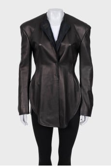 Fitted black leather jacket