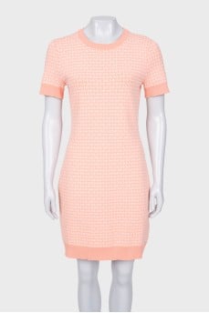 Fitted dress with signature print and zipper