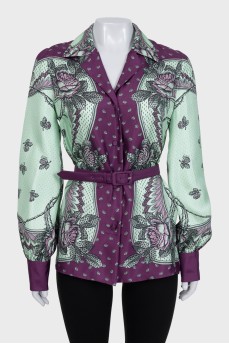Silk button-down blouse with tag