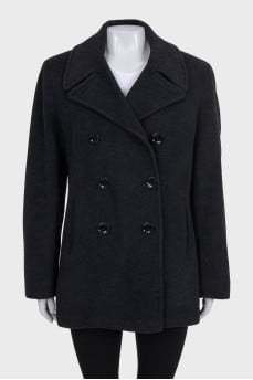 Black fitted button-down coat