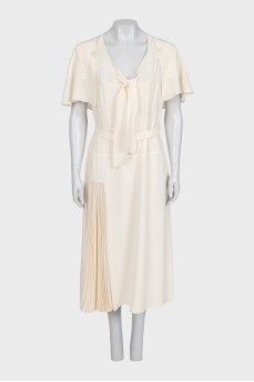 White silk dress with a belt