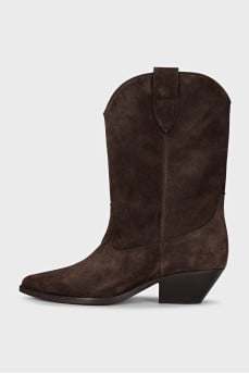 Brown suede Cossack boots