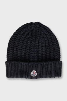 Men's black cashmere and wool hat