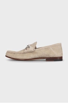 Men's suede loafers with signature embossing