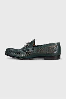 Men's leather loafers with perforations