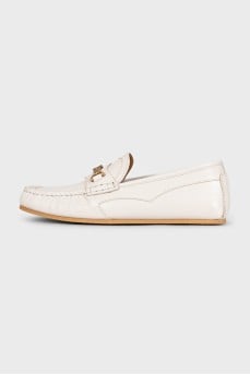 Men's leather loafers with logo