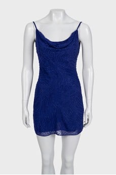 Fitted mini dress embroidered with beads