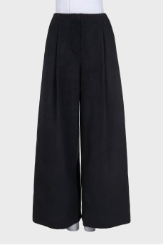 Black high-waisted wide-leg trousers