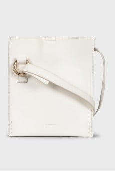 White leather crossbody bag with strap