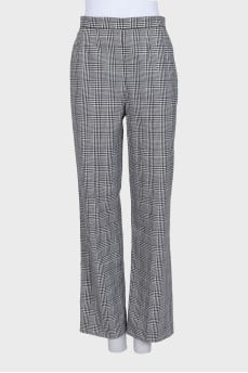 Black and white checkered straight trousers