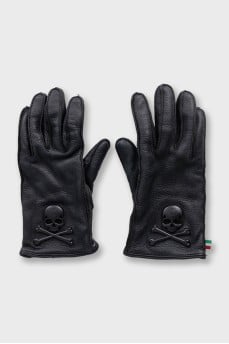 Men's black gloves with logo