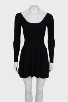 Black dress made of wool and silk