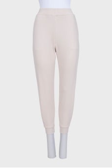 Beige sports tapered trousers