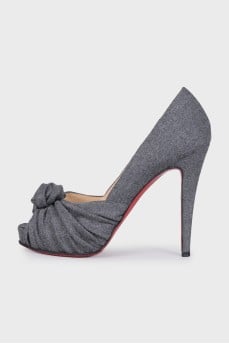 Gray textile sandals