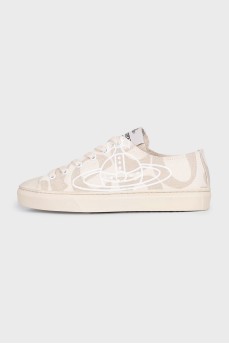 Lace-up sneakers with a signature logo
