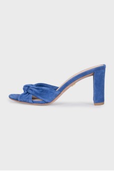 Blue suede mules