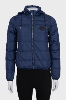 Blue fitted jacket with hood