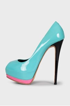 Patent leather open-toe heels