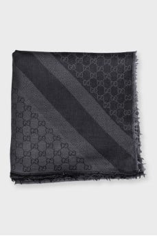 Wool and silk scarf with signature print