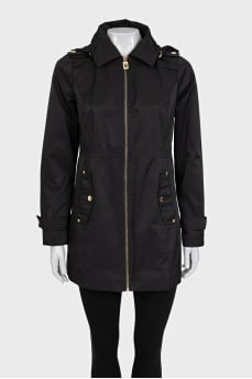 Demi-season straight-cut jacket with a zipper