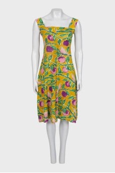 Silk yellow printed sundress