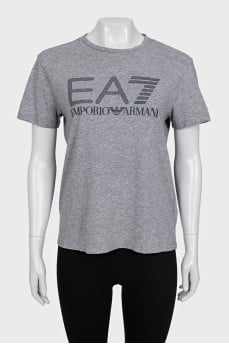 Gray fitted t-shirt with logo