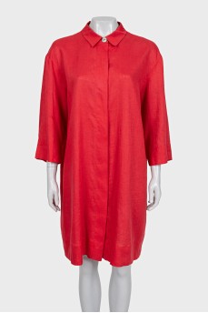 Red button-down maxi dress
