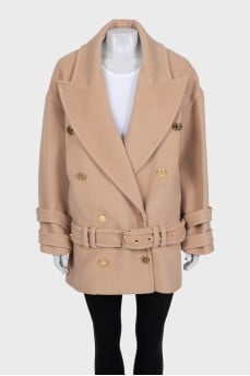 Wool and cashmere coat with gold buttons
