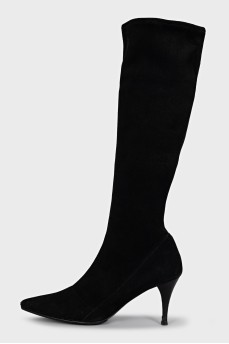 Suede slip-on boots with heels