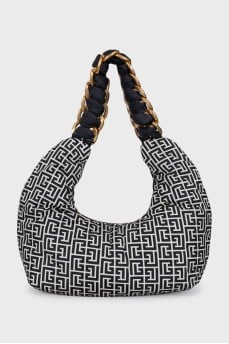 Two-tone textile bag with a signature print