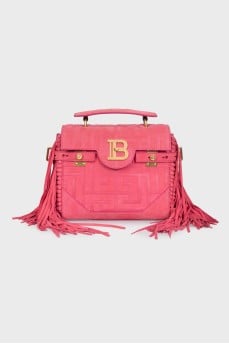 Pink suede bag with fringe