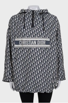 Oversized windbreaker with signature print