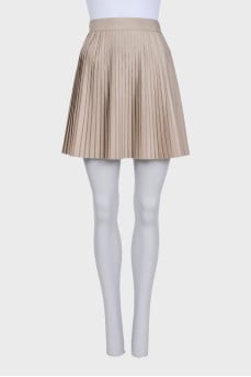 Beige high-waist pleated skirt