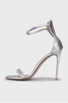 Silver sandals with decor
